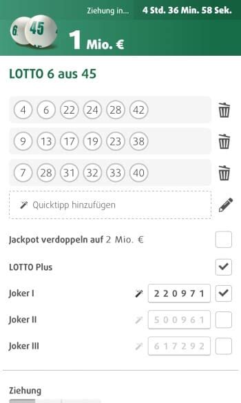 LOTTO 6 aus 45 online spielen .